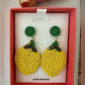 NIB Piper K Hand Beaded Lemon Earrings